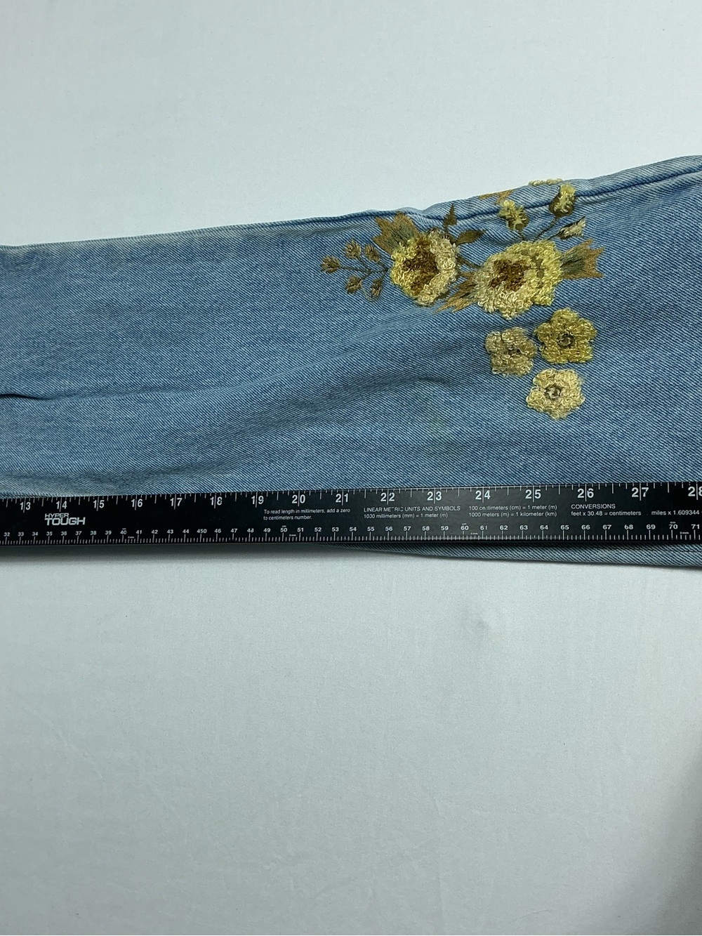 Women’s Light Blue Embroidered Floral Jeans - Picture 6 of 6